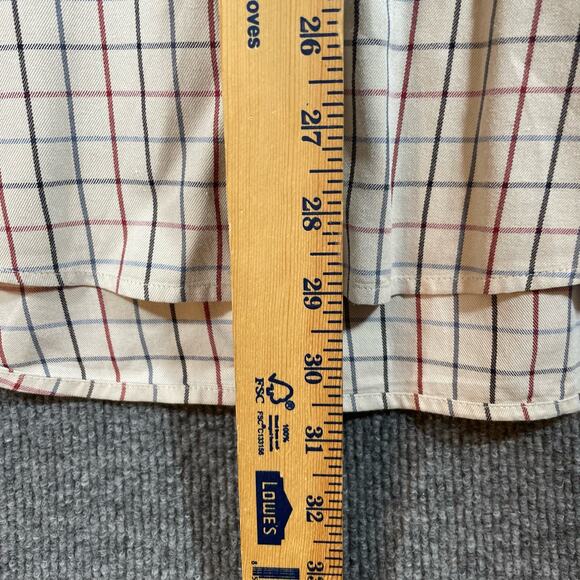 Pendleton Broadway Cloth Button Shirt Men's L Cream Red/Blue Check Long Sleeve - Picture 9 of 12